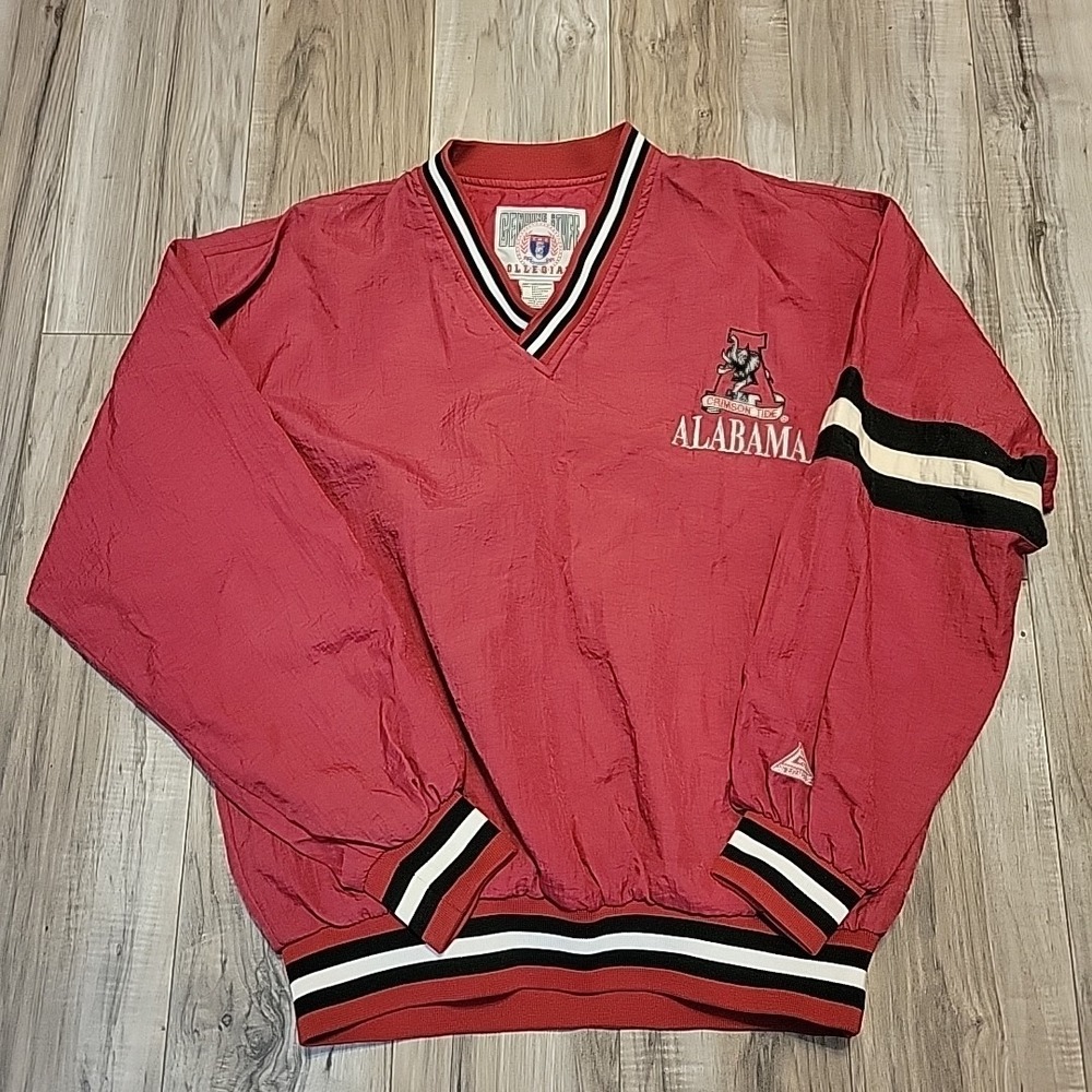 Vtg Alabama Crimson Tide Windbreaker Genuine Stuff Collegiate Pullover Small Red